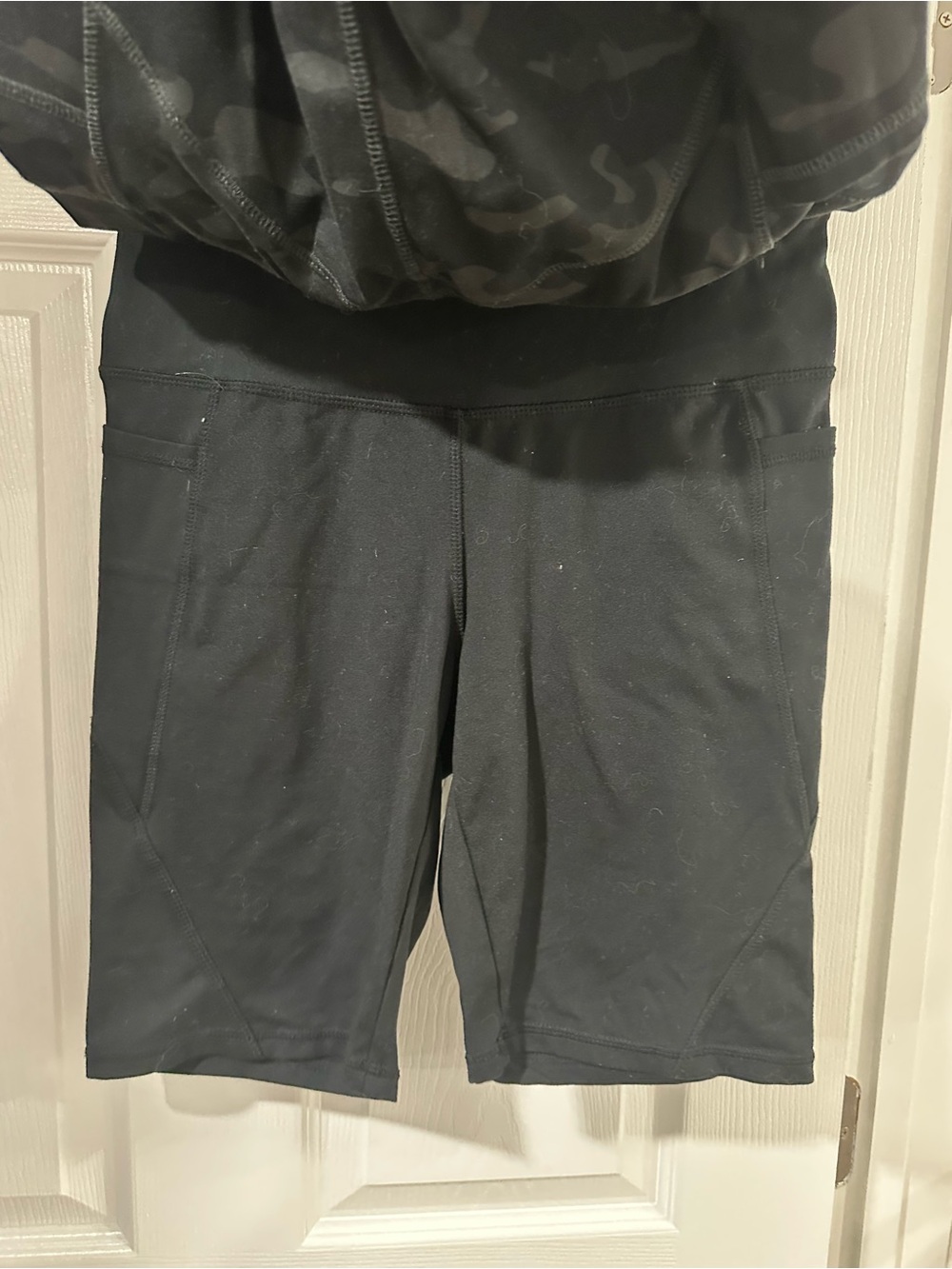 2 Pairs of Danskin Black High-Waist Bike Shorts with Subtle Camo Print